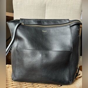 Elegant Black Leather Women's Backpack